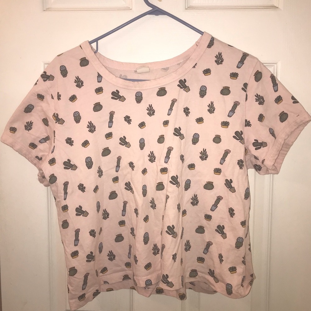 Pink succulent crop top